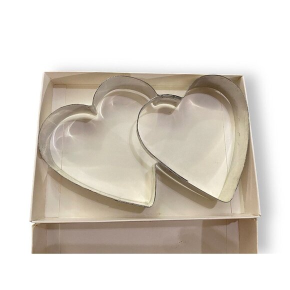 Vintage Aluminum Forever Yours 7 1/2" Double Hearts Cookie Cutter Set By Fox Run - Picture 2 of 3
